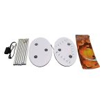 Oval backlit SEG counter components with tube frame, LED base, countertop, power supply and fabric graphic