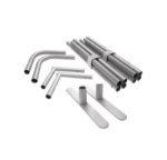 Disassembled aluminum tubes, connectors and feet for QuickFit straight backdrop