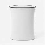 Front view of the oval backlit SEG counter with white tension fabric graphic