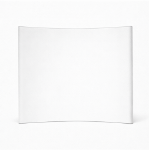 Front view of a blank curved fabric pop-up display backdrop