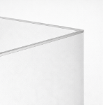 Close-up of the fabric edge and top corner of a curved pop-up display