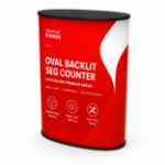 Oval Backlit SEG Counter – QuickGlow Premium Series with illuminated custom graphics