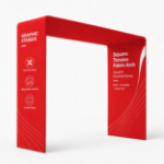 7.9 ft × 7.5 ft square tension fabric arch with custom printed graphics