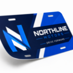 Close-up of flexible polyethylene dealership license plate insert