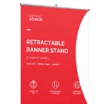 Close-up of the silver top bar and complete upper Graphic Stands banner design