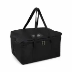 Black canvas zippered carry bag included with folding literature stand