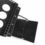 Close view of perforated pocket edge, hinge fasteners and folding support
